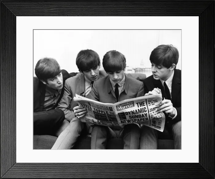 Framed Print : The Beatles read all about it in the Sunday Mirror, Odeon Cinema, Leeds