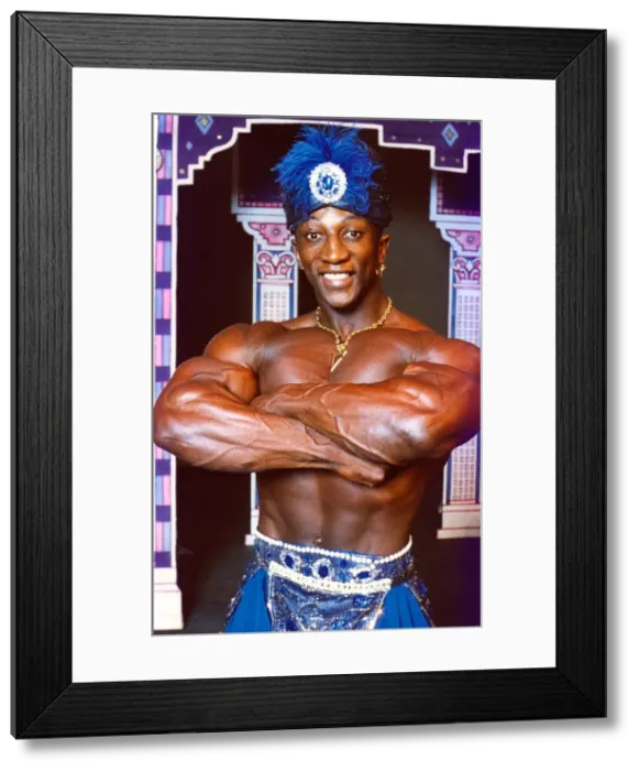 Framed Print : TVs Gladiator Shadow as the genie of the lamp in the pantomime Alladin Framed Print : TVs Gladiator Shadow as the genie of the lamp in the pantomime Alladin