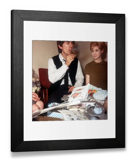 Framed Print : George Harrisons 21st Birthday 25 February 1964 with fan club helpers Framed Print : George Harrisons 21st Birthday 25 February 1964 with fan club helpers