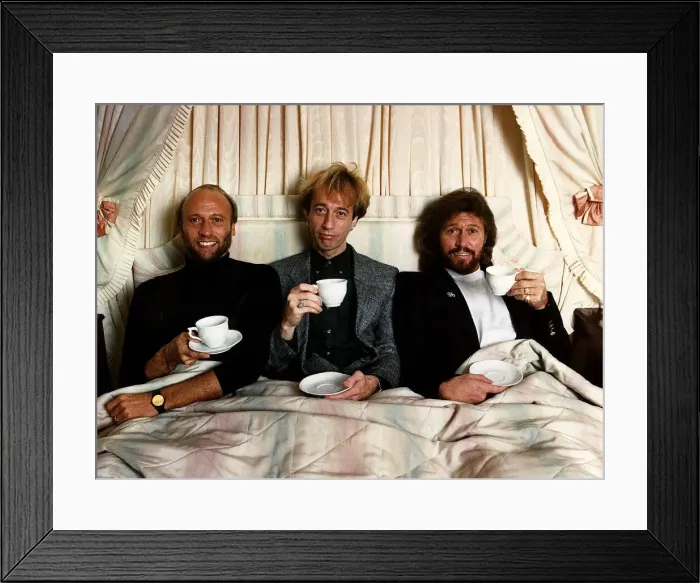 Framed Print : Members of the Bee Gees Pop Group Barry Gibb right with brothers Robin Gibb centre Framed Print : Members of the Bee Gees Pop Group Barry Gibb right with brothers Robin Gibb centre
