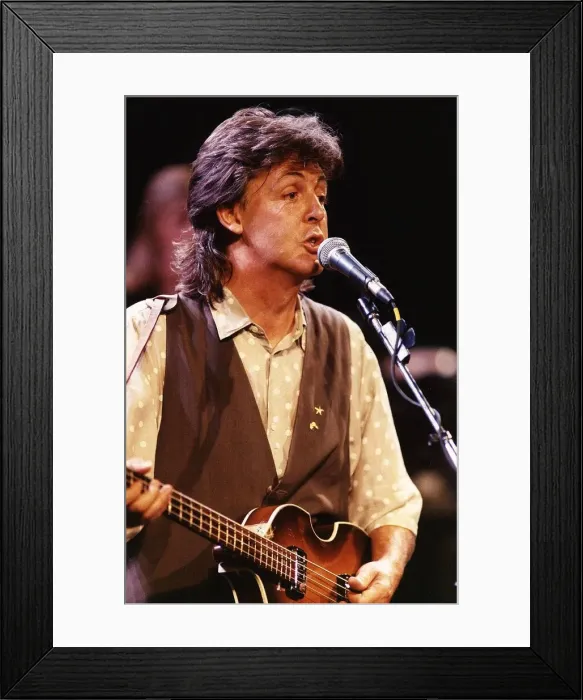 Framed Print : Paul McCartney, former member Of The Beatles, performing in concert. July 1989 Framed Print : Paul McCartney, former member Of The Beatles, performing in concert. July 1989