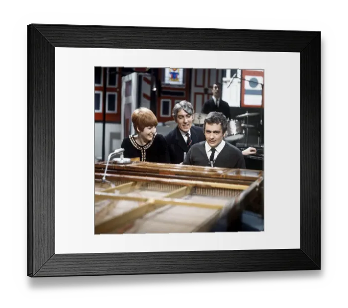 Framed Print : Cilla Black Singer singing with Dudley Moore and Peter Cook song called Not Only But Also