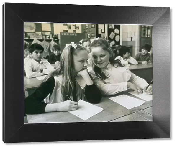 School classroom scene - Sharon Robertson, 11 (left) and Helen Turner