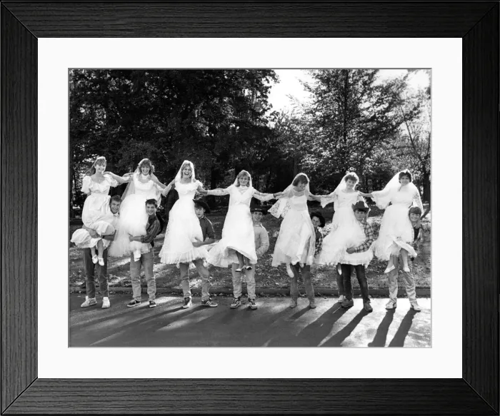Framed Print : The cast from Seven Brides For Seven Brothers, left to right Framed Print : The cast from Seven Brides For Seven Brothers, left to right