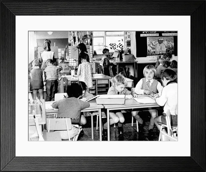 Framed Print : No trouble at Donwell Infants school at Washington where young pupils enjoy a drawing Framed Print : No trouble at Donwell Infants school at Washington where young pupils enjoy a drawing