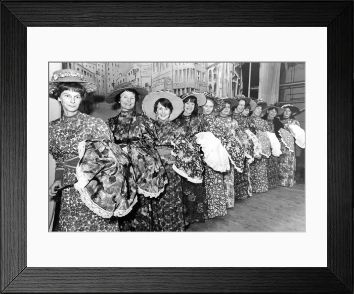 Framed Print : The chorus of Berwick Amateir Operatic Society with home made costumes and parasols Framed Print : The chorus of Berwick Amateir Operatic Society with home made costumes and parasols