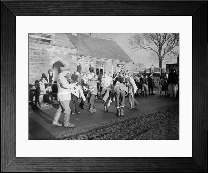 Framed Print : Goathland Plough Stots Yorkshire County dance team performing ancient ceremony of dancing