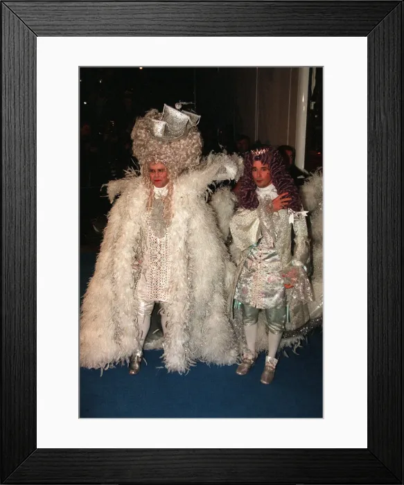 Framed Print : Elton John celebrates his 50th birthday at the Palais April 1997 dressed as Louis X1111 Framed Print : Elton John celebrates his 50th birthday at the Palais April 1997 dressed as Louis X1111