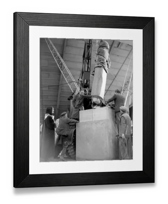 Framed Print : Barbara Hepworth Artist and Sculpture - March 1951 supervising the erection of her Framed Print : Barbara Hepworth Artist and Sculpture - March 1951 supervising the erection of her