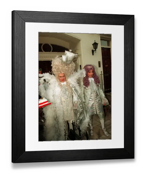 Framed Print : Elton John as Louis X1111 at Palais for 50th birthday April 1997 party