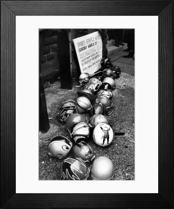 Framed Print : Crash helmets. April 1968 P005175 Framed Print : Crash helmets. April 1968 P005175
