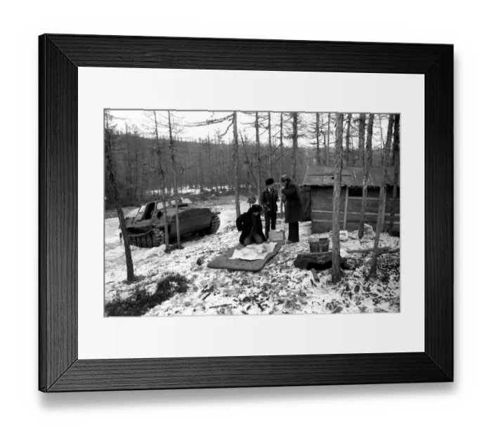 Framed Print : Construction. Frontier. Railway. Forest. Lifestyle. Siberia. Railroad Town. 77-02177-012