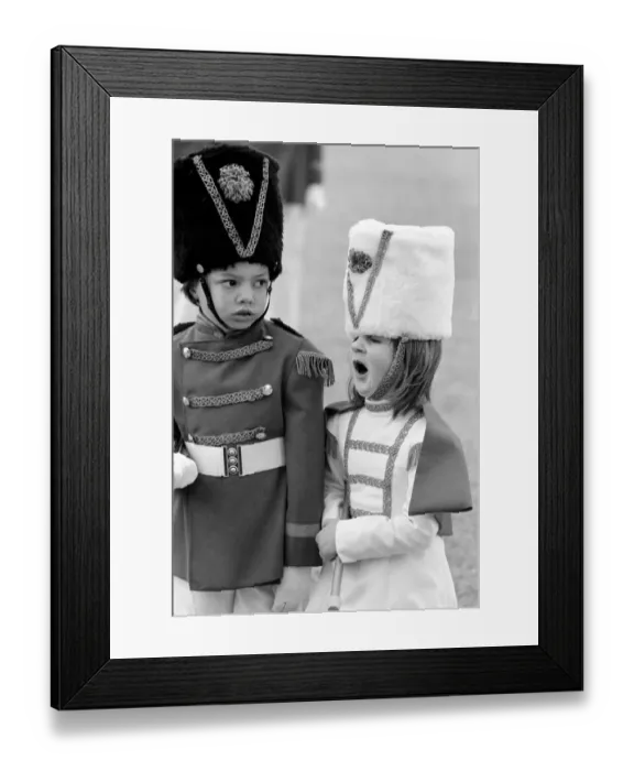 Framed Print : Children: Passing Out Parade: 4 year old Joanne Cardy and 6 year old Kevin Hunt both