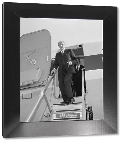 Prime minister of the Republic of Ireland Jack Lynch arrives at Heathrow airport on his