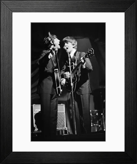 Framed Print : Paul McCartney and George Harrison of The Beatles performing on stage in Carlisle Framed Print : Paul McCartney and George Harrison of The Beatles performing on stage in Carlisle