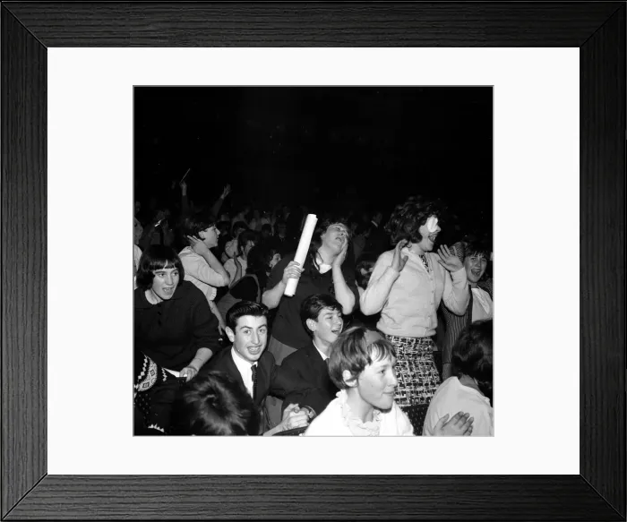 Framed Print : Female Beatles Fans go wild at a concert in Exeter. 14th November 1963 Framed Print : Female Beatles Fans go wild at a concert in Exeter. 14th November 1963