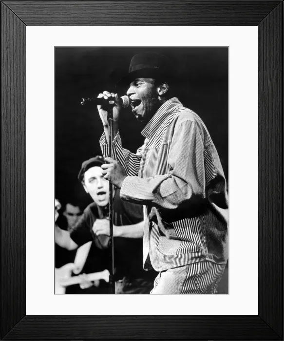 Framed Print : Special Beat singer Rankin Roger(striped shirt) on stage at the Tic Toc club in Coventry Framed Print : Special Beat singer Rankin Roger(striped shirt) on stage at the Tic Toc club in Coventry