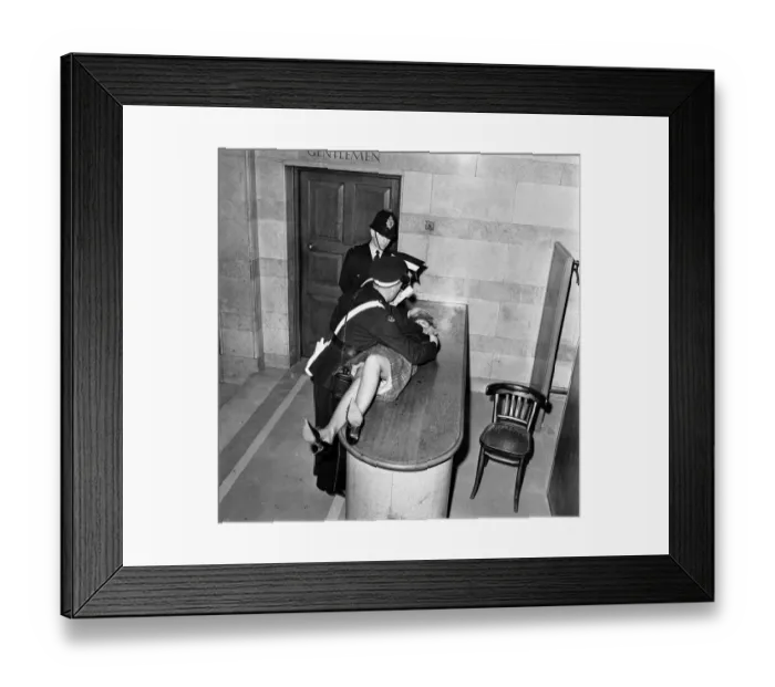 Framed Print : An over-excited female Beatles fan is attended to at a Sheffield concert by the St Johns