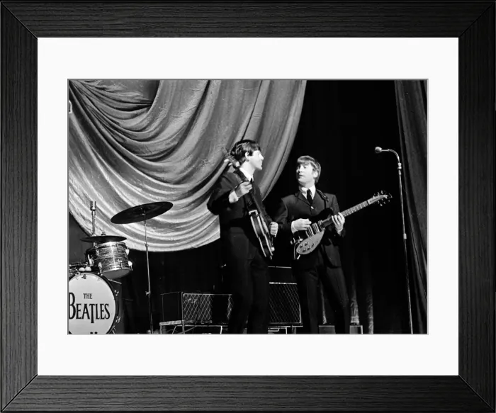 Framed Print : Paul McCartney and John Lennon of The Beatles performing on stage in Carlisle Framed Print : Paul McCartney and John Lennon of The Beatles performing on stage in Carlisle