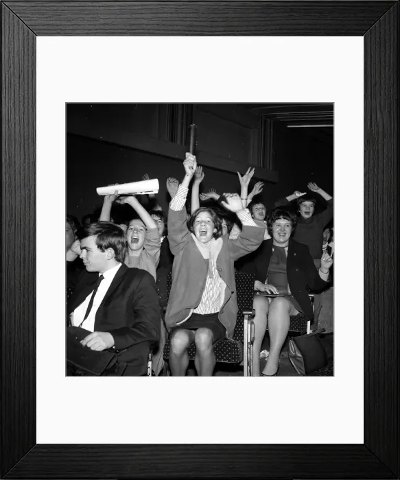Framed Print : Female Beatles Fans go wild at a concert in Exeter. 14th November 1963 Framed Print : Female Beatles Fans go wild at a concert in Exeter. 14th November 1963