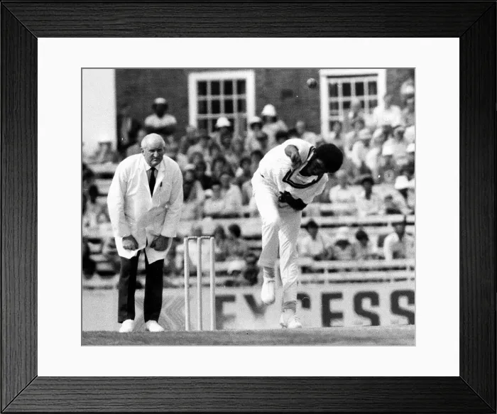 Framed Print : Michael Holding bowling at the Oval 1976 England v West Indies