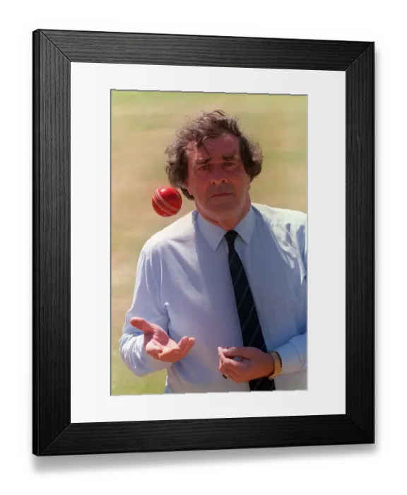 Framed Print : Cricketer Fred Truman in July 1990 with cricket ball Framed Print : Cricketer Fred Truman in July 1990 with cricket ball