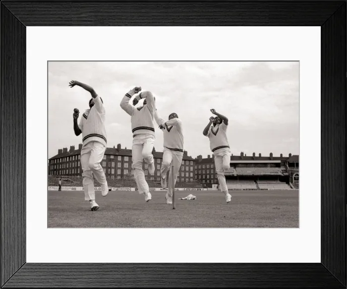 Framed Print : A Batsmans Nightmare at The Oval May 1976 The fearsome four from the West