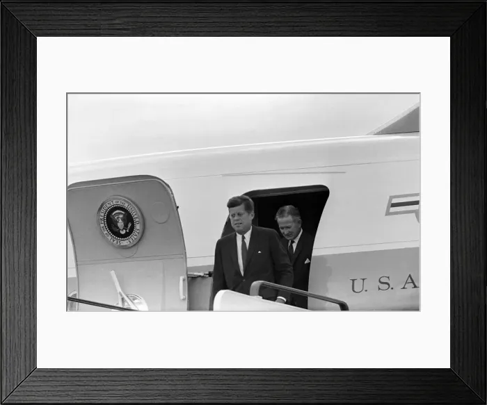 Framed Print : President of the United States of America John F. Kennedy descends from Air Force One Framed Print : President of the United States of America John F. Kennedy descends from Air Force One