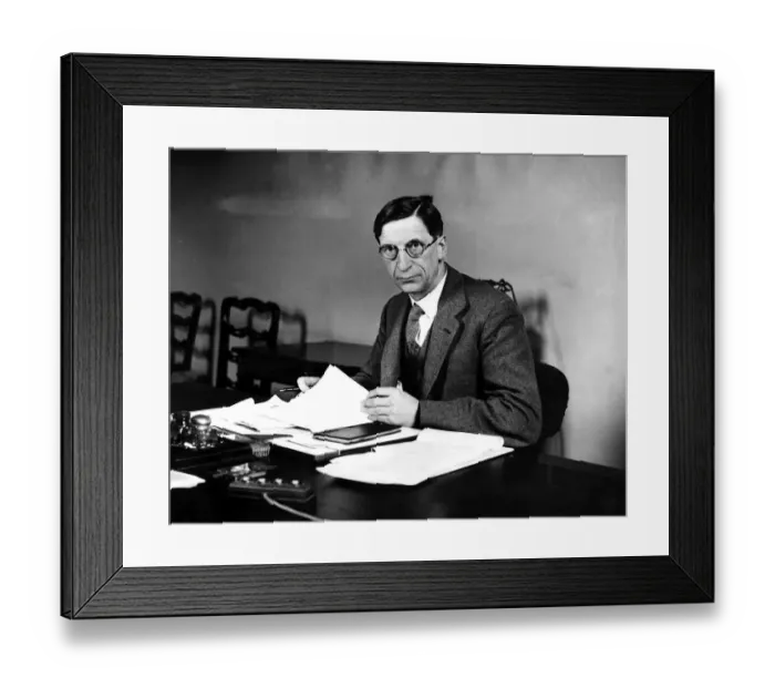 Framed Print : Prime Minister of the Republic of Ireland Mr Eamon De Valera seated at his desk