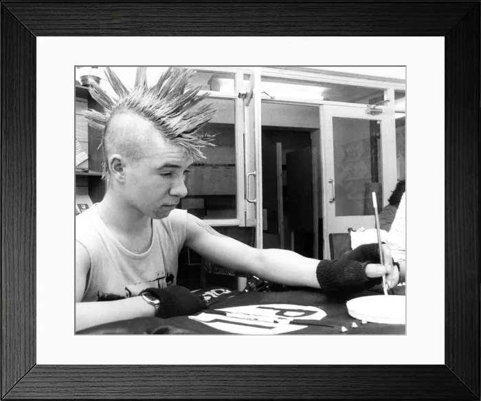 Framed Print : Sean Hewitson brom Newbiggin with his punk hairstyle in March 1984 Framed Print : Sean Hewitson brom Newbiggin with his punk hairstyle in March 1984