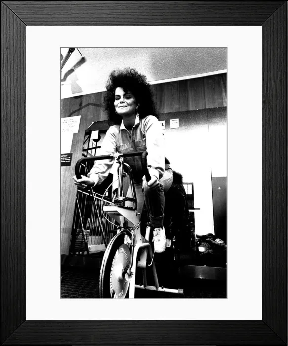Framed Print : A model wearing sports clothing in September 1983 Framed Print : A model wearing sports clothing in September 1983