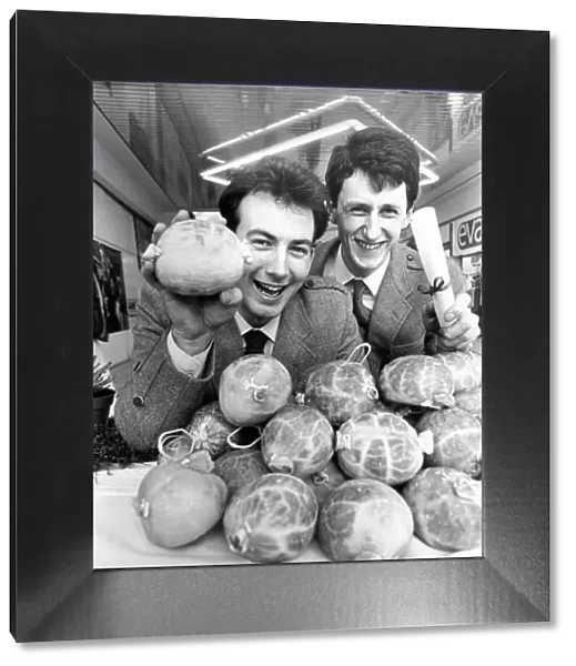 William Stancer and Davie McGirr with the haggis for sale at Durham