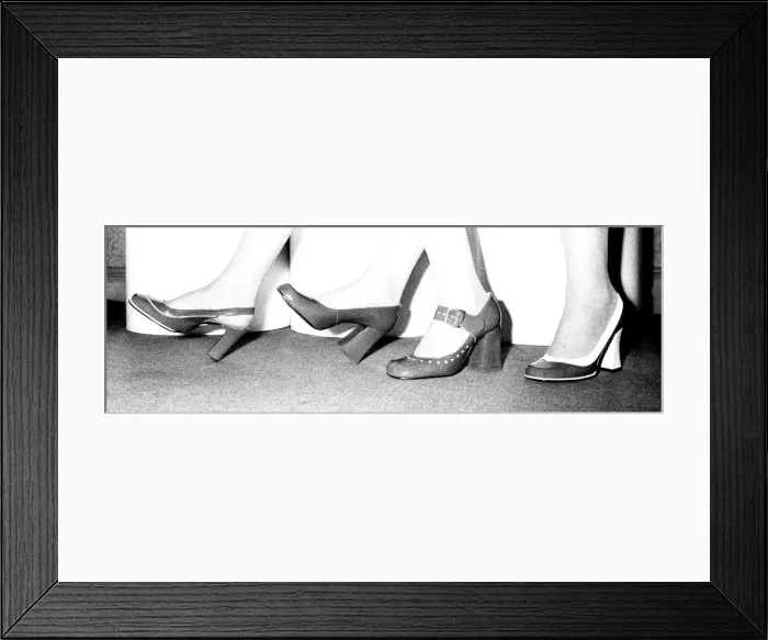 Framed Print : Models showing off some shoes from July 1970 Framed Print : Models showing off some shoes from July 1970