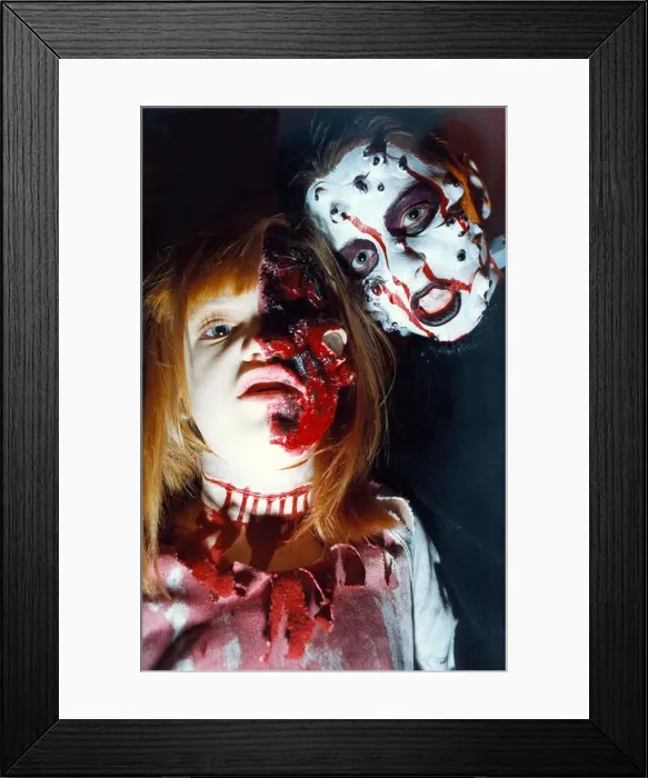 Framed Print : Ghouls Lauren Thompson and Tristan Laidlaw practice for Halloween decked in make-up in