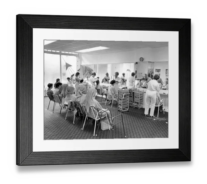 Framed Print : A full house at the Hairport Salon in St. Andrews Street, Newcastle in October 1985