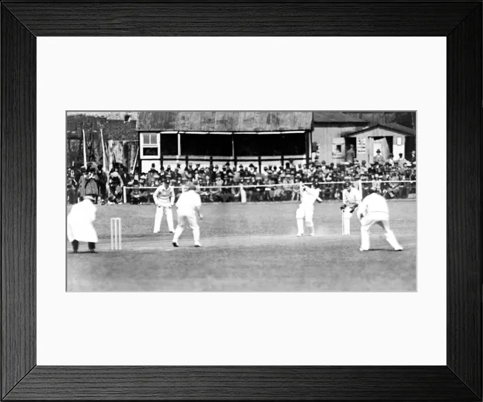 Framed Print : W. M Woodfull the Australian Captain jumps out to drive, he scores Australia in Framed Print : W. M Woodfull the Australian Captain jumps out to drive, he scores Australia in