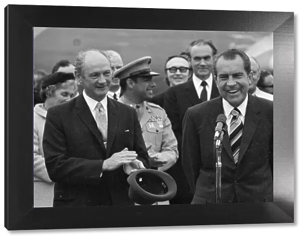 Irish premier Jack Lynch & American President Richard Nixon after his arrival at Shannon