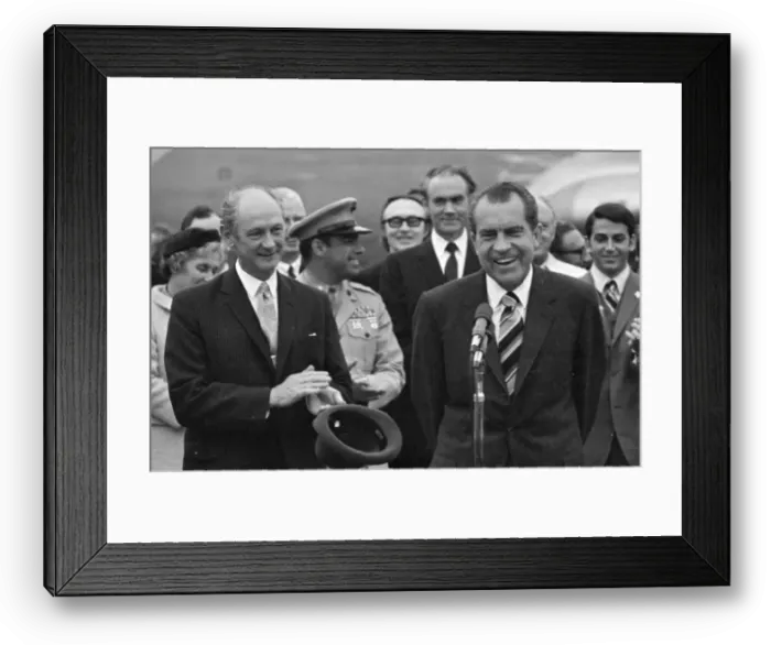 Framed Print : Irish premier Jack Lynch & American President Richard Nixon after his arrival at Shannon Framed Print : Irish premier Jack Lynch & American President Richard Nixon after his arrival at Shannon