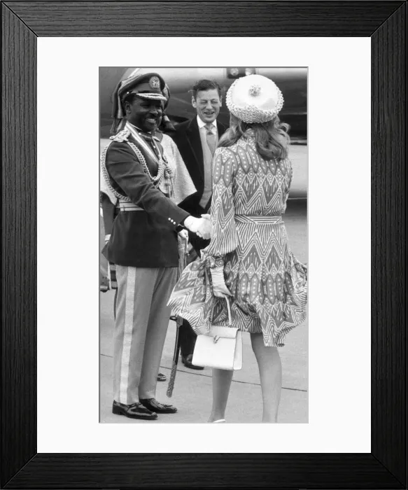Framed Print : General Yakuba Jack Gowan seen here being greeted by HRH Princess Alexandra