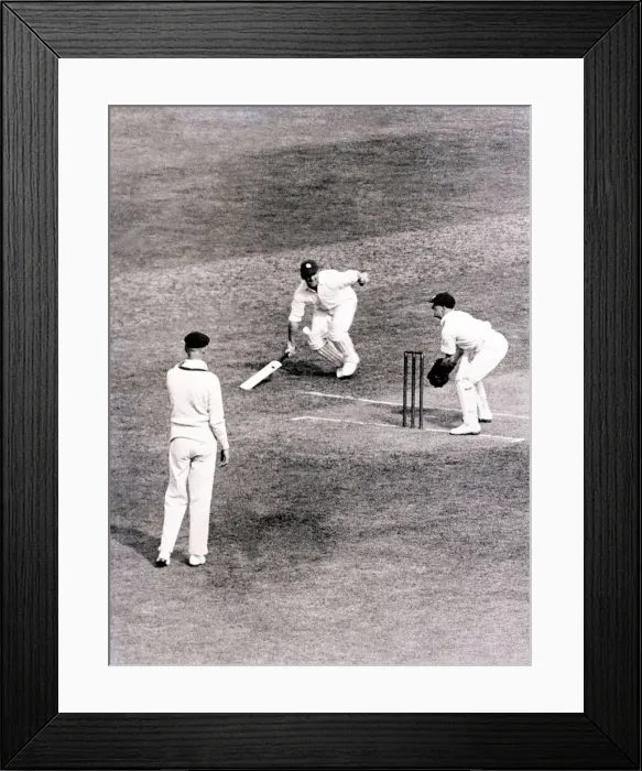 Framed Print : England v Australia Cricket. A close call for Maurice Leyland of England in Framed Print : England v Australia Cricket. A close call for Maurice Leyland of England in