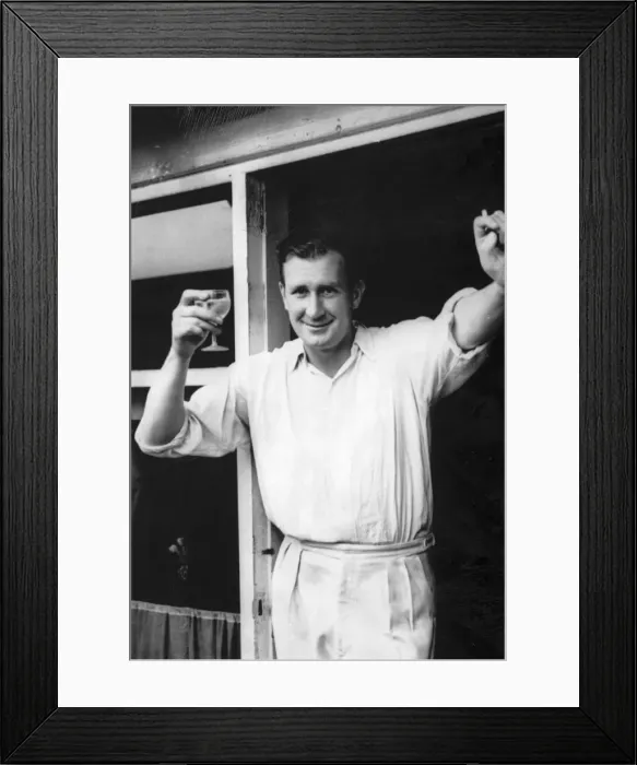 Framed Print : English cricketer Jim Laker, who took all 10 Australian wickets in the second innings of Framed Print : English cricketer Jim Laker, who took all 10 Australian wickets in the second innings of