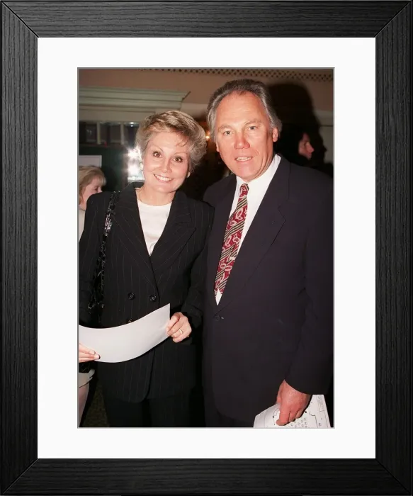 Framed Print : News Presenters Angela Rippon and Peter Sissons attend the Sony Radio Awards April 1996 Framed Print : News Presenters Angela Rippon and Peter Sissons attend the Sony Radio Awards April 1996