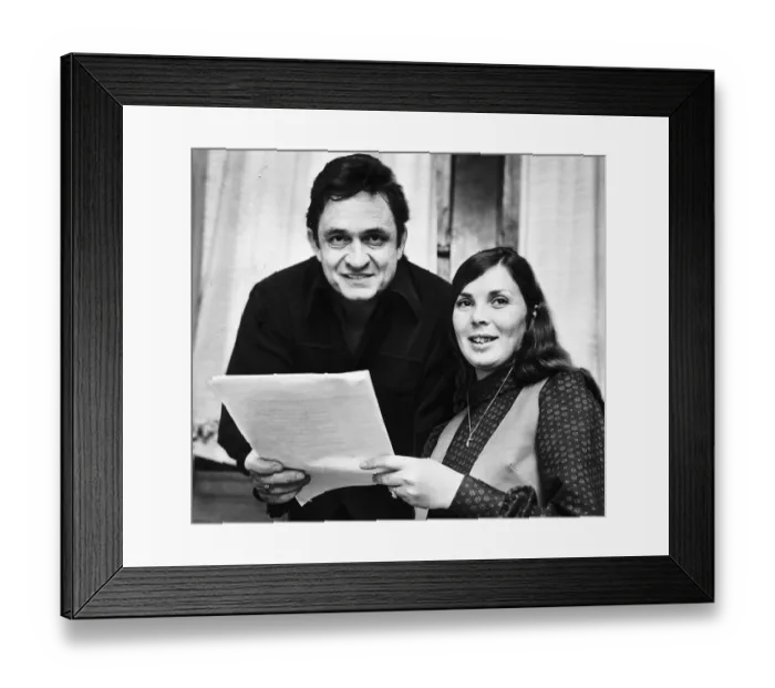 Framed Print : Johnny Cash country singer with Glasgow girl Sadie Deigan