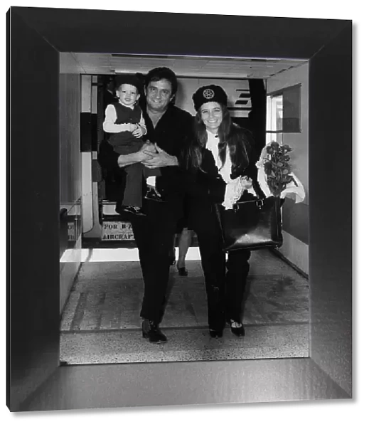 Johnny Cash singer with wife June Carter in London 1971 with son John Cash