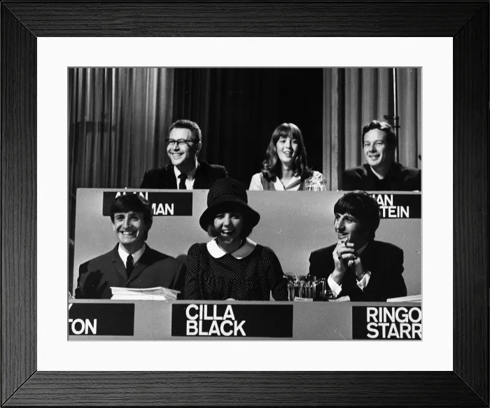 Framed Print : Beatles drummer Ringo Starr (bottom right), one of the judges on the National Beat Group