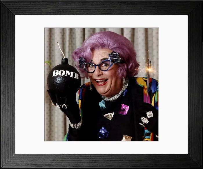 Framed Print : Dame Edna Everage character created by Barry Humphries drag artist Framed Print : Dame Edna Everage character created by Barry Humphries drag artist