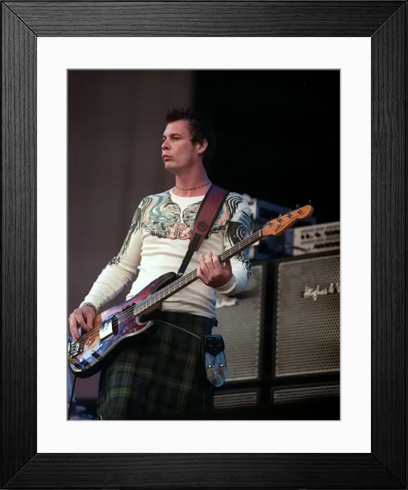 Framed Print : Guitarist from the Stereophinics performing on stage at T in the Park July 1999 wearing a