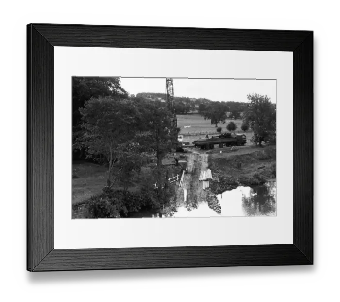 Framed Print : Workmen construct a £250, 000 temporary Bailey bridge over the River Tyne Framed Print : Workmen construct a £250, 000 temporary Bailey bridge over the River Tyne