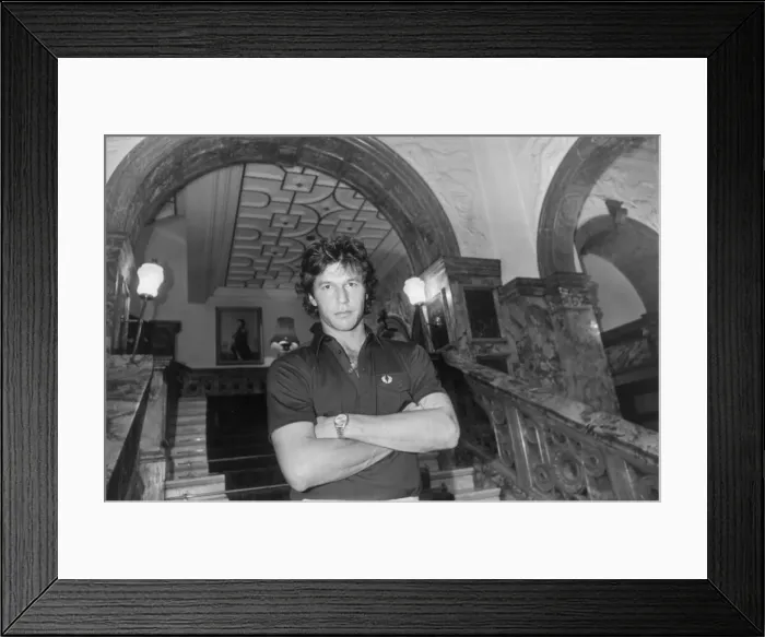Framed Print : Imran Khan at a hotel in London. 13th August 1982 Framed Print : Imran Khan at a hotel in London. 13th August 1982