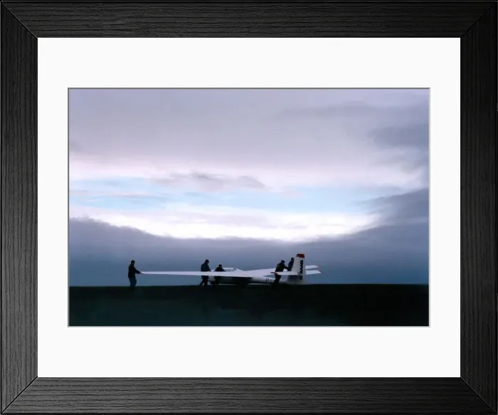 Framed Print : A glider at Northumbria Gliding club getting positioned for take off in February 1995 Framed Print : A glider at Northumbria Gliding club getting positioned for take off in February 1995
